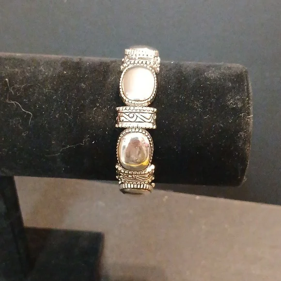 Chico's silver tone elastic wrist watch bracelet - Picture 3 of 9